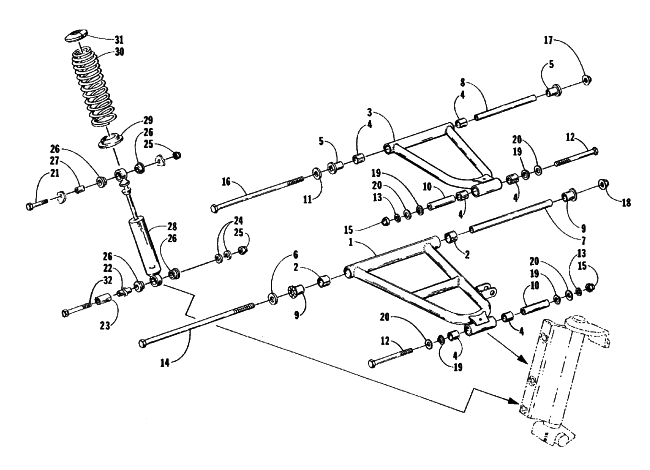 Parts Diagram for Arctic Cat 1999 JAG 340 DLX SNOWMOBILE FRONT SUSPENSION AND SHOCK ABSORBER