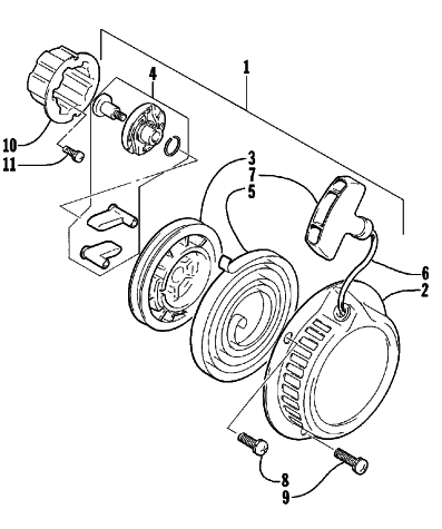 Parts Diagram for Arctic Cat 1999 KITTY CAT SNOWMOBILE RECOIL STARTER