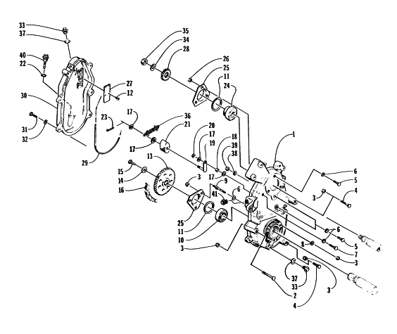 Parts Diagram for Arctic Cat 1999 PANTHER 340 SNOWMOBILE DRIVE/DROPCASE ASSEMBLY