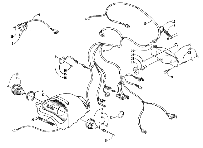 Parts Diagram for Arctic Cat 1998 JAG 340 SNOWMOBILE INSTRUMENTS AND WIRING ASSEMBLIES