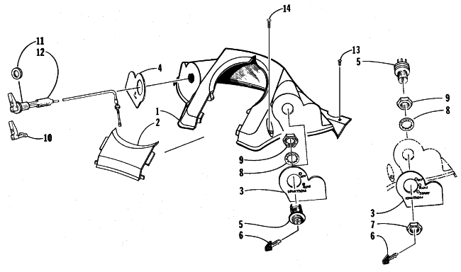 Parts Diagram for Arctic Cat 1999 JAG 340 DLX SNOWMOBILE CONSOLE AND SWITCH ASSEMBLY