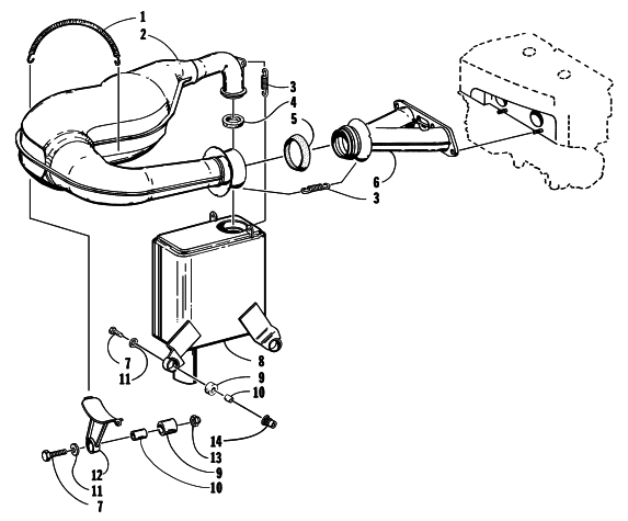 Parts Diagram for Arctic Cat 1998 JAG 440 DELUXE SNOWMOBILE EXHAUST ASSEMBLY