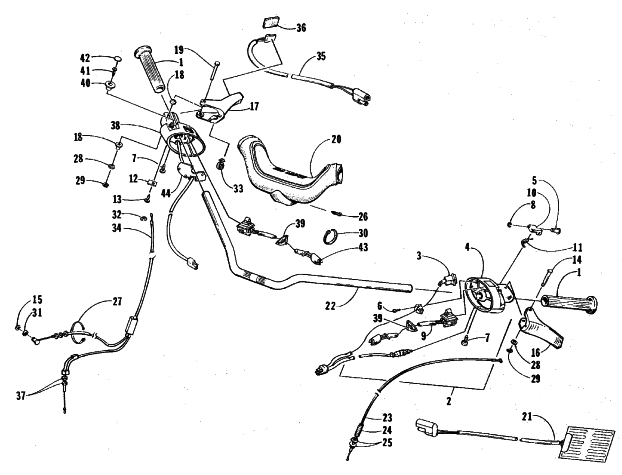 Parts Diagram for Arctic Cat 1998 JAG 340 SNOWMOBILE HANDLEBAR AND CONTROLS