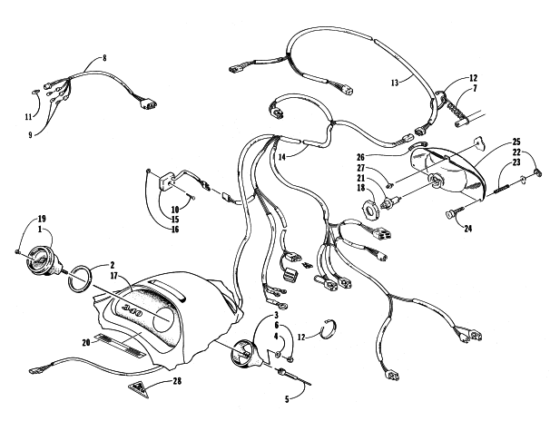 Parts Diagram for Arctic Cat 1998 PANTHER 340 SNOWMOBILE INSTRUMENTS AND WIRING ASSEMBLIES