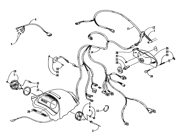 Parts Diagram for Arctic Cat 1998 JAG 440 DELUXE SNOWMOBILE INSTRUMENTS AND WIRING ASSEMBLIES