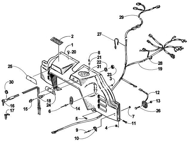 Parts Diagram for Arctic Cat 1998 COUGAR DELUXE SNOWMOBILE CONSOLE, SWITCHES, AND WIRING ASSEMBLIES