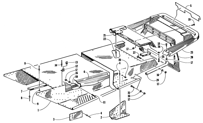 Parts Diagram for Arctic Cat 1998 COUGAR DELUXE SNOWMOBILE TUNNEL AND REAR BUMPER