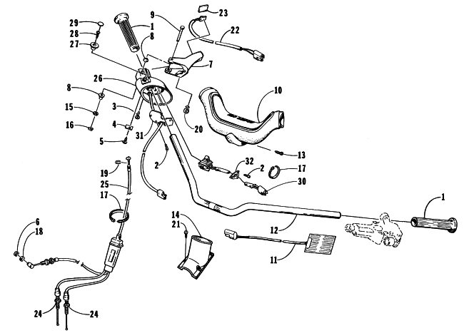 Parts Diagram for Arctic Cat 1998 COUGAR MOUNTAIN CAT SNOWMOBILE HANDLEBAR AND CONTROLS