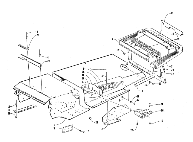 Parts Diagram for Arctic Cat 1998 PANTHER 440 SNOWMOBILE TUNNEL AND REAR BUMPER