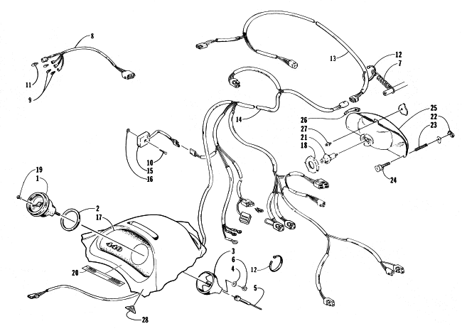 Parts Diagram for Arctic Cat 1998 PANTHER 440 SNOWMOBILE INSTRUMENTS AND WIRING ASSEMBLIES