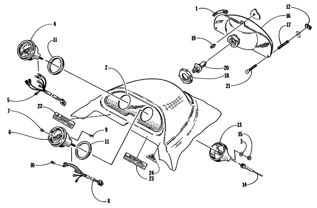 Parts Diagram for Arctic Cat 1998 COUGAR DELUXE SNOWMOBILE HEADLIGHT AND INSTRUMENT POD