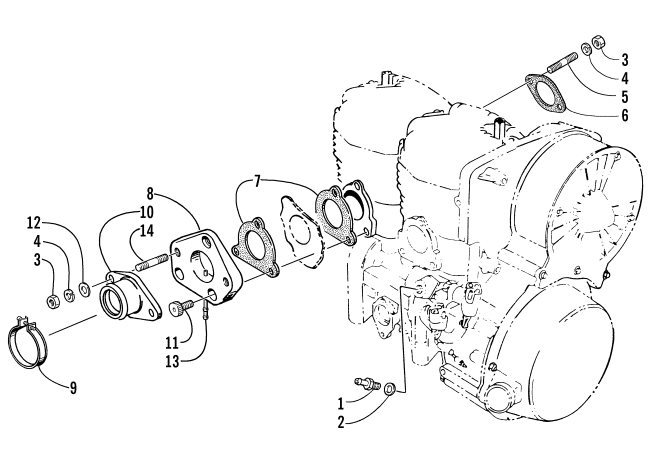 Parts Diagram for Arctic Cat 1998 PANTHER 440 SNOWMOBILE INTAKE ASSEMBLY