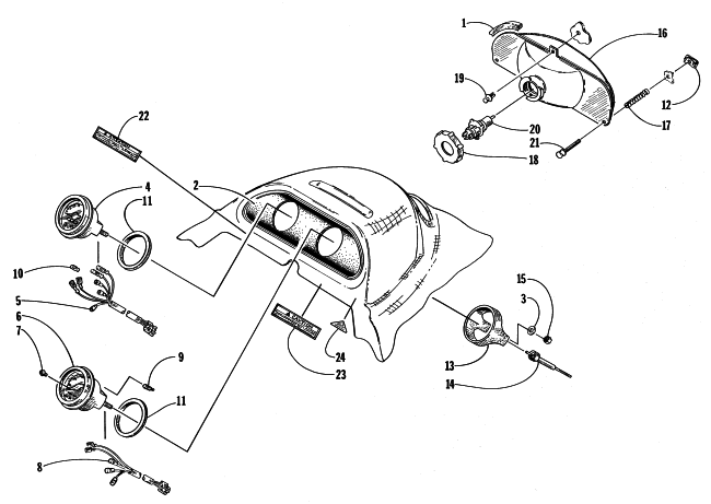 Parts Diagram for Arctic Cat 1998 PANTHER 550 SNOWMOBILE HEADLIGHT AND INSTRUMENT POD