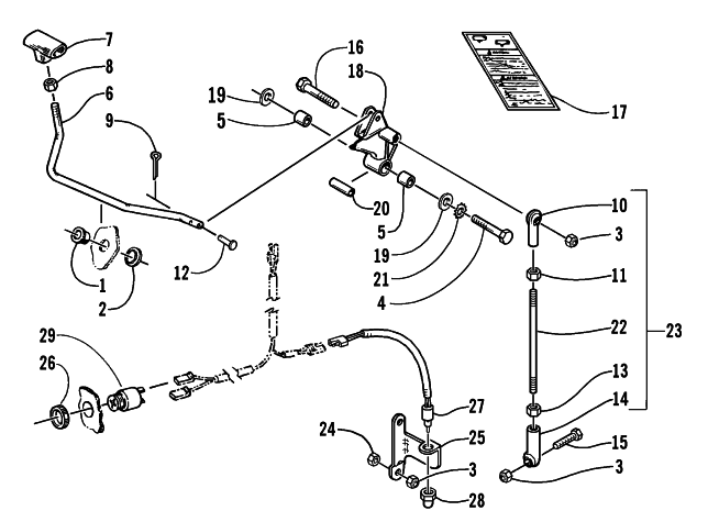 Parts Diagram for Arctic Cat 1999 BEARCAT 340 - 136 IN. SNOWMOBILE REVERSE SHIFT LEVER ASSEMBLY