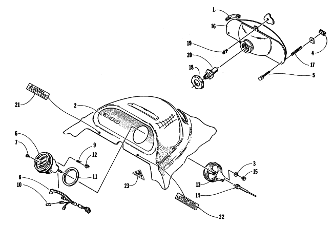 Parts Diagram for Arctic Cat 1998 BEARCAT 340 SNOWMOBILE HEADLIGHT AND INSTRUMENT POD