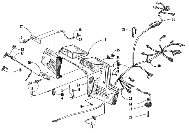 Parts Diagram for Arctic Cat 1998 BEARCAT 340 SNOWMOBILE CONSOLE, SWITCHES, AND WIRING ASSEMBLIES