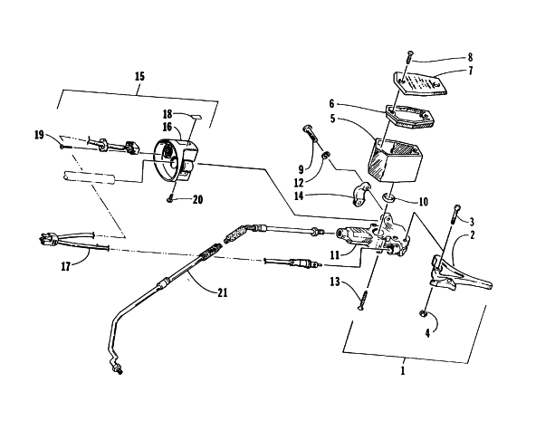 Parts Diagram for Arctic Cat 1999 Z 440 SNOWMOBILE HYDRAULIC BRAKE CONTROL ASSEMBLY