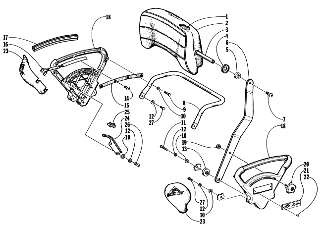 Parts Diagram for Arctic Cat 1998 PANTHER 550 SNOWMOBILE BACKREST ASSEMBLY