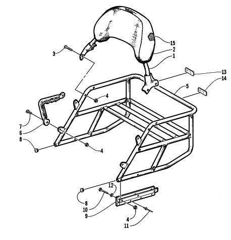 Parts Diagram for Arctic Cat 2005 PANTHER 370 R SNOWMOBILE RACK AND BACKREST ASSEMBLY