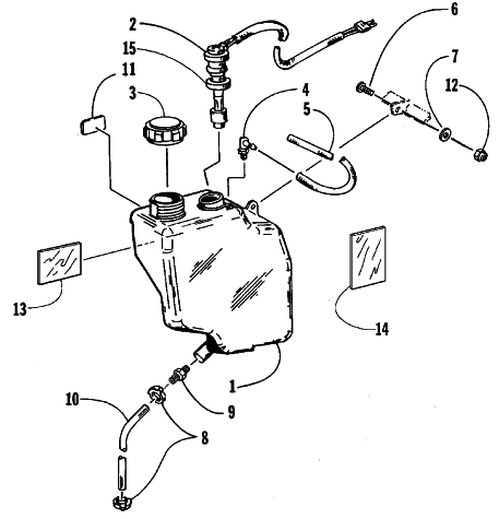 Parts Diagram for Arctic Cat 1999 ZL 600 EFI S/N < 9915688 SNOWMOBILE OIL TANK ASSEMBLY