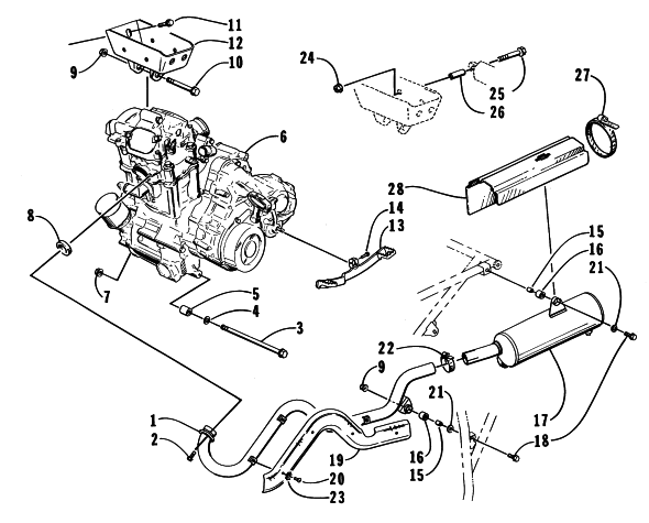 Parts Diagram for Arctic Cat 1998 400 4X4 ATV ENGINE AND EXHAUST