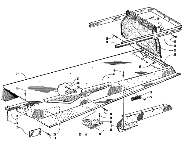 Parts Diagram for Arctic Cat 1998 BEARCAT 440 SNOWMOBILE TUNNEL AND REAR BUMPER