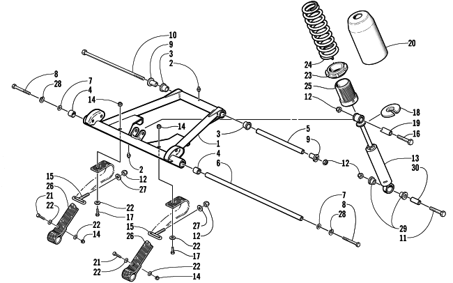 Parts Diagram for Arctic Cat 2001 MOUNTAIN CAT 500 EFI SNOWMOBILE REAR SUSPENSION FRONT ARM ASSEMBLY