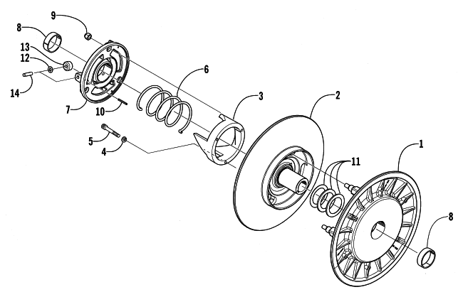 Parts Diagram for Arctic Cat 2003 PANTERA 550 SNOWMOBILE DRIVEN CLUTCH