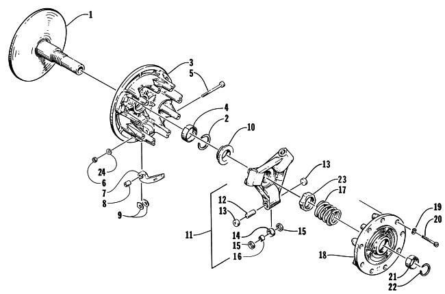 Parts Diagram for Arctic Cat 1998 BEARCAT 440 SNOWMOBILE DRIVE CLUTCH