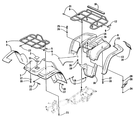 Parts Diagram for Arctic Cat 1998 454 4X4 ATV BODY PANEL ASSEMBLY