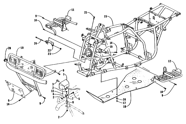 Parts Diagram for Arctic Cat 1998 454 4X4 ATV FRAME AND RELATED PARTS