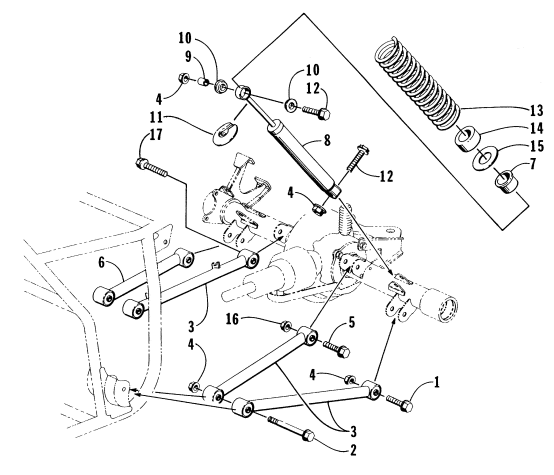 Parts Diagram for Arctic Cat 1999 400 4X4 ATV REAR SUSPENSION ASSEMBLY