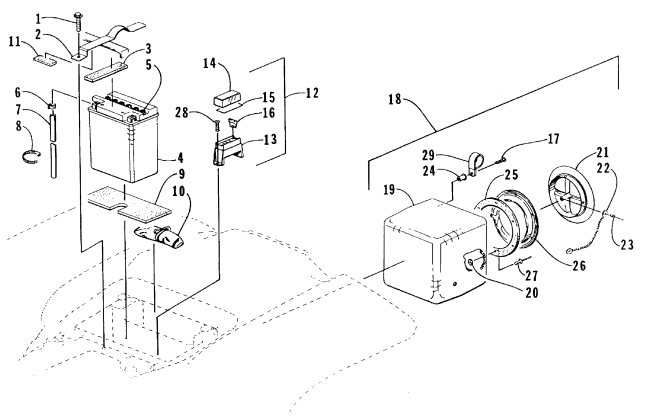 Parts Diagram for Arctic Cat 1998 454 4X4 ATV STORAGE BOX AND BATTERY ASSEMBLY