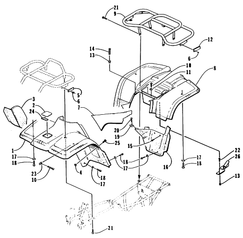 Parts Diagram for Arctic Cat 1998 454 2X4 ATV BODY PANEL ASSEMBLY