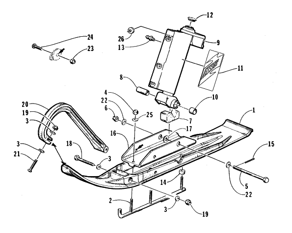 Parts Diagram for Arctic Cat 1998 EXT 600 TOUR SNOWMOBILE SKI AND SPINDLE ASSEMBLY