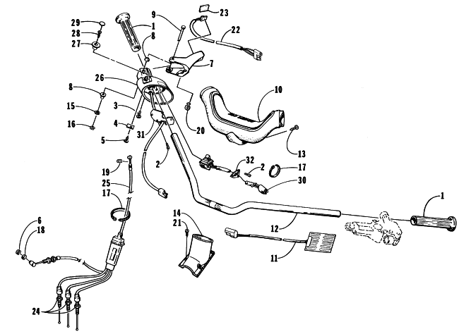 Parts Diagram for Arctic Cat 1998 EXT 600 TOUR SNOWMOBILE HANDLEBAR AND CONTROLS