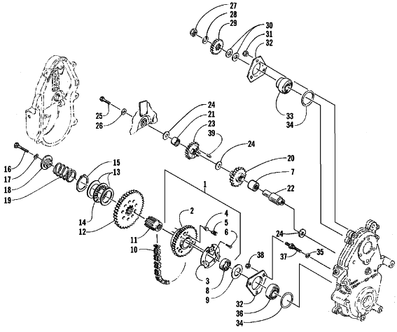 Parts Diagram for Arctic Cat 1999 TRIPLE TOURING SNOWMOBILE DRIVE/REVERSE DROPCASE ASSEMBLY