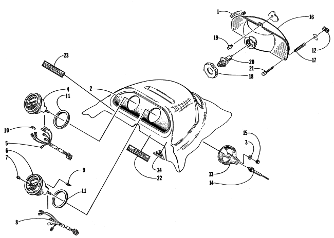 Parts Diagram for Arctic Cat 1998 EXT 600 TOUR SNOWMOBILE HEADLIGHT AND INSTRUMENTS