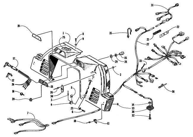 Parts Diagram for Arctic Cat 1998 EXT 600 TOUR SNOWMOBILE CONSOLE, SWITCHES, AND WIRING ASSEMBLIES