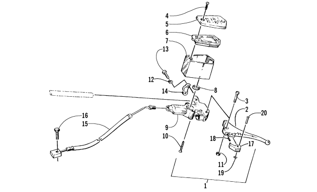 Parts Diagram for Arctic Cat 1999 400 4X4 ATV HYDRAULIC BRAKE CONTROL ASSEMBLY