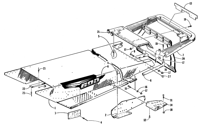 Parts Diagram for Arctic Cat 1998 EXT 600 TOUR SNOWMOBILE TUNNEL AND REAR BUMPER