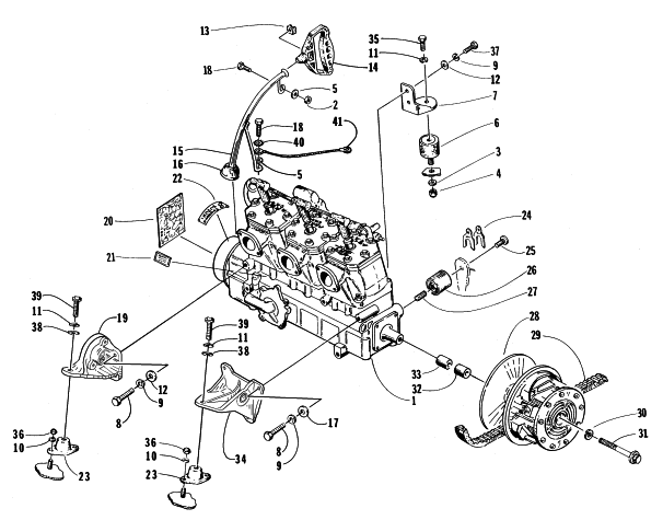 Parts Diagram for Arctic Cat 1998 EXT 600 TOUR SNOWMOBILE ENGINE AND RELATED PARTS