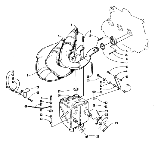 Parts Diagram for Arctic Cat 1998 POWDER EXTREME SNOWMOBILE EXHAUST ASSEMBLY