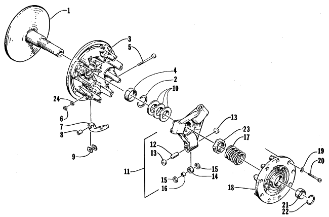 Parts Diagram for Arctic Cat 1998 ZR 500 (2ND RUN) SNOWMOBILE DRIVE CLUTCH