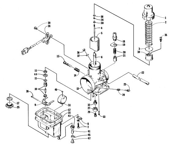 Parts Diagram for Arctic Cat 1998 EXT 600 TOUR SNOWMOBILE CARBURETOR VM36