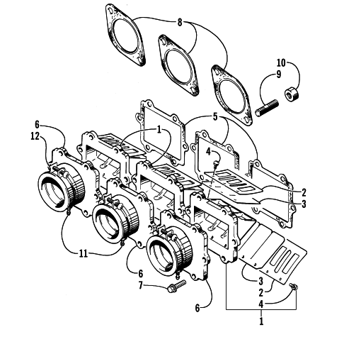 Parts Diagram for Arctic Cat 1999 ZRT 600 SNOWMOBILE REED VALVE ASSEMBLY