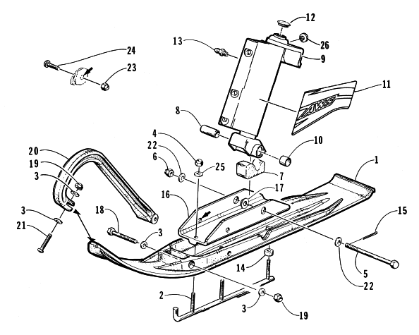 Parts Diagram for Arctic Cat 1998 PANTERA 800 SNOWMOBILE SKI AND SPINDLE ASSEMBLY