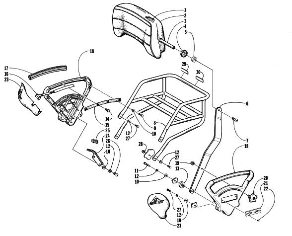 Parts Diagram for Arctic Cat 1998 PANTERA 800 SNOWMOBILE BACKREST ASSEMBLY