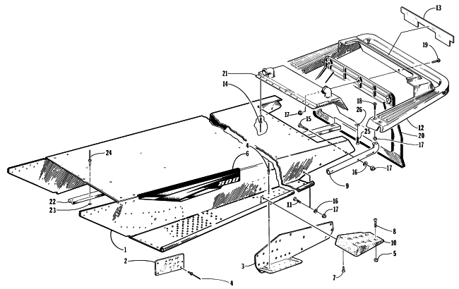 Parts Diagram for Arctic Cat 1998 PANTERA 800 SNOWMOBILE TUNNEL AND REAR BUMPER