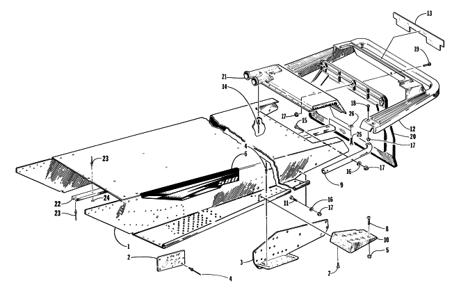 Parts Diagram for Arctic Cat 1998 PANTERA 580 SNOWMOBILE TUNNEL AND REAR BUMPER ASSEMBLY